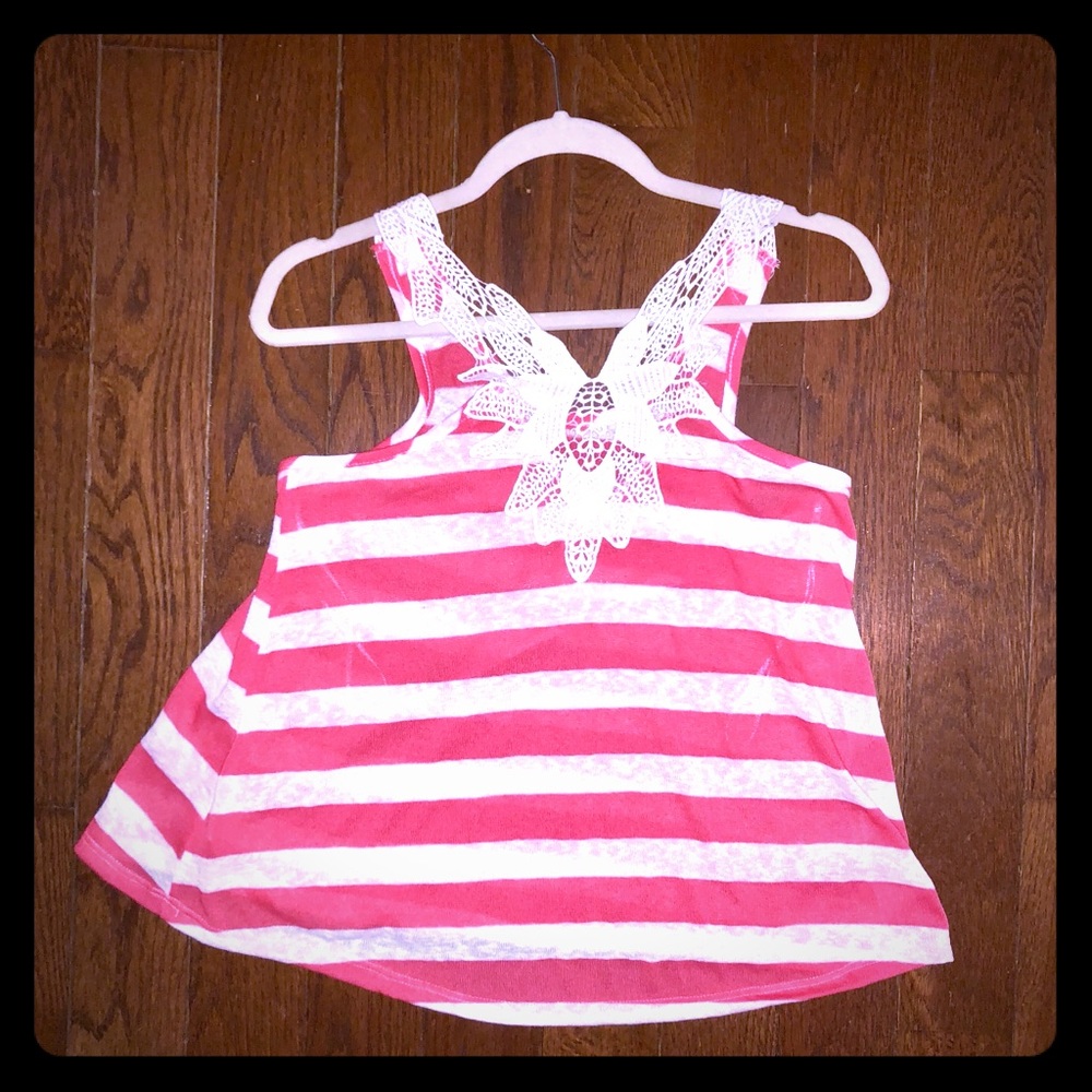 New w/o tags Coral/white semi sheer medium tanktop